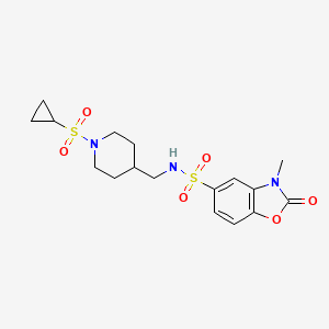 molecular formula C17H23N3O6S2 B2709991 N-((1-(cyclopropylsulfonyl)piperidin-4-yl)methyl)-3-methyl-2-oxo-2,3-dihydrobenzo[d]oxazole-5-sulfonamide CAS No. 1428348-85-9