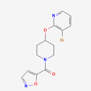 molecular formula C14H14BrN3O3 B2710003 (4-((3-Bromopyridin-2-yl)oxy)piperidin-1-yl)(isoxazol-5-yl)methanone CAS No. 1448134-47-1