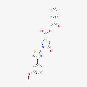molecular formula C23H20N2O5S B271001 2-Oxo-2-phenylethyl 1-[4-(3-methoxyphenyl)-1,3-thiazol-2-yl]-5-oxo-3-pyrrolidinecarboxylate 