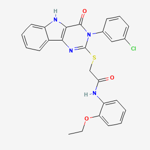 molecular formula C26H21ClN4O3S B2710017 2-((3-(3-chlorophenyl)-4-oxo-4,5-dihydro-3H-pyrimido[5,4-b]indol-2-yl)thio)-N-(2-ethoxyphenyl)acetamide CAS No. 536713-48-1