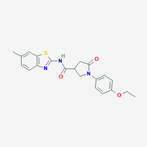 molecular formula C21H21N3O3S B271002 1-(4-ethoxyphenyl)-N-(6-methyl-1,3-benzothiazol-2-yl)-5-oxopyrrolidine-3-carboxamide 