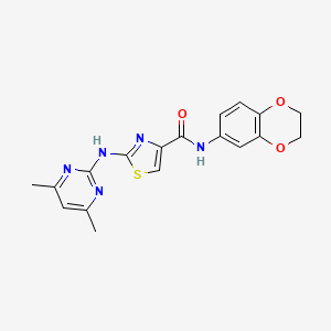 N-(2,3-dihydrobenzo[b][1,4]dioxin-6-yl)-2-((4,6-dimethylpyrimidin-2-yl)amino)thiazole-4-carboxamide