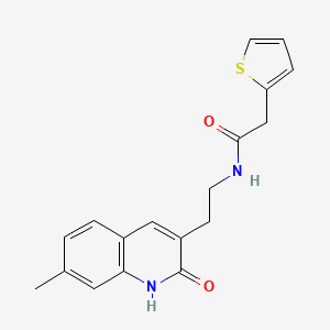 molecular formula C18H18N2O2S B2710023 N-[2-(7-methyl-2-oxo-1H-quinolin-3-yl)ethyl]-2-thiophen-2-ylacetamide CAS No. 851404-54-1