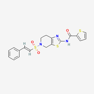 molecular formula C19H17N3O3S3 B2710043 (E)-N-(5-(styrylsulfonyl)-4,5,6,7-tetrahydrothiazolo[5,4-c]pyridin-2-yl)thiophene-2-carboxamide CAS No. 1351663-91-6