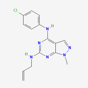 molecular formula C15H15ClN6 B2710052 4-N-(4-chlorophenyl)-1-methyl-6-N-prop-2-enylpyrazolo[3,4-d]pyrimidine-4,6-diamine CAS No. 897617-87-7