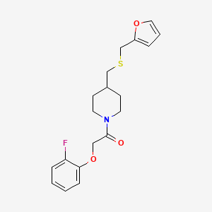 molecular formula C19H22FNO3S B2710056 2-(2-Fluorophenoxy)-1-(4-(((furan-2-ylmethyl)thio)methyl)piperidin-1-yl)ethanone CAS No. 1396867-53-0