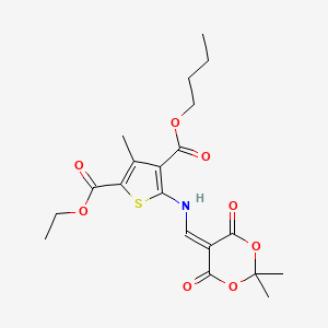 molecular formula C20H25NO8S B2710057 4-Butyl 2-ethyl 5-(((2,2-dimethyl-4,6-dioxo-1,3-dioxan-5-ylidene)methyl)amino)-3-methylthiophene-2,4-dicarboxylate CAS No. 1173076-05-5
