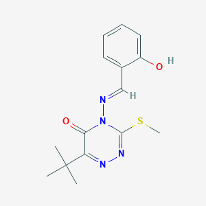 (E)-6-(tert-butyl)-4-((2-hydroxybenzylidene)amino)-3-(methylthio)-1,2,4-triazin-5(4H)-one