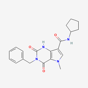 molecular formula C20H22N4O3 B2710072 3-benzyl-N-cyclopentyl-5-methyl-2,4-dioxo-2,3,4,5-tetrahydro-1H-pyrrolo[3,2-d]pyrimidine-7-carboxamide CAS No. 921580-06-5