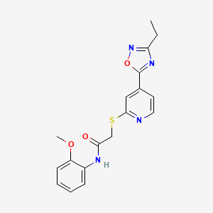 molecular formula C18H18N4O3S B2710084 2-((4-(3-ethyl-1,2,4-oxadiazol-5-yl)pyridin-2-yl)thio)-N-(2-methoxyphenyl)acetamide CAS No. 1251616-39-3