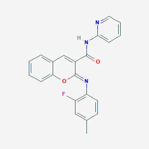 molecular formula C22H16FN3O2 B2710087 (2Z)-2-[(2-fluoro-4-methylphenyl)imino]-N-(pyridin-2-yl)-2H-chromene-3-carboxamide CAS No. 1327182-03-5