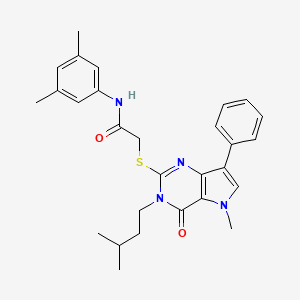 molecular formula C28H32N4O2S B2710102 N-(3,5-dimethylphenyl)-2-((3-isopentyl-5-methyl-4-oxo-7-phenyl-4,5-dihydro-3H-pyrrolo[3,2-d]pyrimidin-2-yl)thio)acetamide CAS No. 1115371-18-0