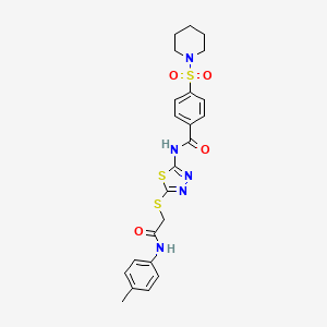 N-(5-((2-oxo-2-(p-tolylamino)ethyl)thio)-1,3,4-thiadiazol-2-yl)-4-(piperidin-1-ylsulfonyl)benzamide