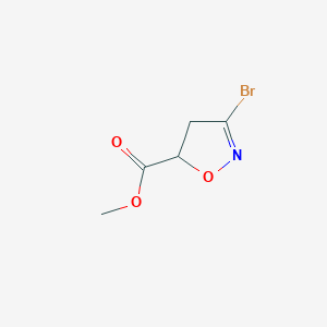 molecular formula C5H6BrNO3 B2710115 Methyl 3-bromo-4,5-dihydroisoxazole-5-carboxylate CAS No. 127141-36-0