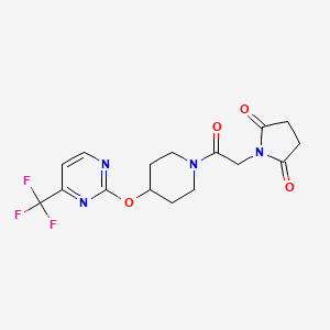 molecular formula C16H17F3N4O4 B2710119 1-[2-Oxo-2-[4-[4-(trifluoromethyl)pyrimidin-2-yl]oxypiperidin-1-yl]ethyl]pyrrolidine-2,5-dione CAS No. 2380166-45-8