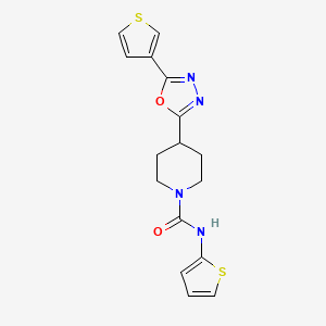 molecular formula C16H16N4O2S2 B2710120 N-(Thiophen-2-YL)-4-[5-(thiophen-3-YL)-1,3,4-oxadiazol-2-YL]piperidine-1-carboxamide CAS No. 1448125-55-0