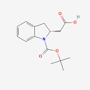 molecular formula C15H19NO4 B2710126 2-[(2R)-1-[(2-methylpropan-2-yl)oxycarbonyl]-2,3-dihydroindol-2-yl]acetic acid CAS No. 158457-50-2