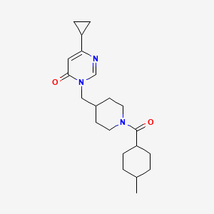 molecular formula C21H31N3O2 B2710128 6-环丙基-3-({1-[(1r,4r)-4-甲基环己烷羰基]哌啶-4-基}甲基)-3,4-二氢嘧啶-4-酮 CAS No. 2189434-68-0
