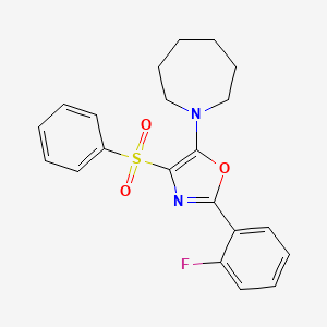 molecular formula C21H21FN2O3S B2710130 1-[2-(2-氟苯基)-4-(苯基磺酰)-1,3-噁唑-5-基]吖啶环己烷 CAS No. 618862-97-8