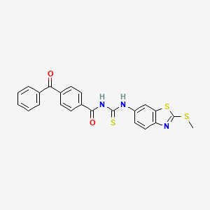 molecular formula C23H17N3O2S3 B2710138 4-benzoyl-N-((2-(methylthio)benzo[d]thiazol-6-yl)carbamothioyl)benzamide CAS No. 391896-46-1