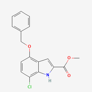 molecular formula C17H14ClNO3 B2710155 Methyl 7-chloro-4-phenylmethoxy-1H-indole-2-carboxylate CAS No. 1427571-15-0
