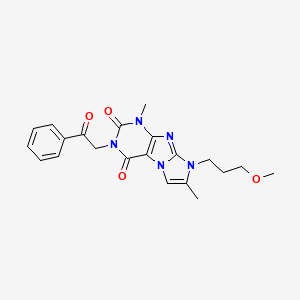molecular formula C21H23N5O4 B2710156 6-(3-Methoxypropyl)-4,7-dimethyl-2-phenacylpurino[7,8-a]imidazole-1,3-dione CAS No. 878718-46-8