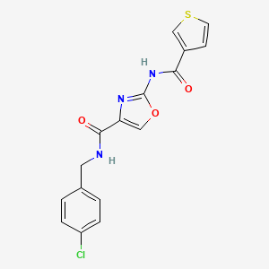 molecular formula C16H12ClN3O3S B2710163 N-(4-chlorobenzyl)-2-(thiophene-3-carboxamido)oxazole-4-carboxamide CAS No. 1396851-71-0
