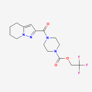 molecular formula C15H19F3N4O3 B2710177 2,2,2-Trifluoroethyl 4-(4,5,6,7-tetrahydropyrazolo[1,5-a]pyridine-2-carbonyl)piperazine-1-carboxylate CAS No. 1903214-49-2
