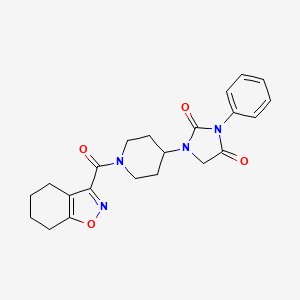 molecular formula C22H24N4O4 B2710178 3-Phenyl-1-(1-(4,5,6,7-tetrahydrobenzo[d]isoxazole-3-carbonyl)piperidin-4-yl)imidazolidine-2,4-dione CAS No. 2034331-60-5