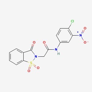 molecular formula C15H10ClN3O6S B2710184 N-(4-chloro-3-nitrophenyl)-2-(1,1-dioxido-3-oxo-1,2-benzothiazol-2(3H)-yl)acetamide CAS No. 485355-27-9