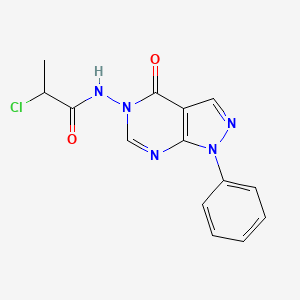 molecular formula C14H12ClN5O2 B2710185 2-chloro-N-(4-oxo-1-phenyl-1H-pyrazolo[3,4-d]pyrimidin-5(4H)-yl)propanamide CAS No. 899945-90-5