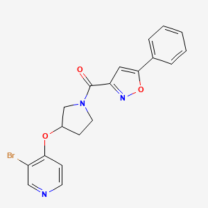 molecular formula C19H16BrN3O3 B2710187 [3-(3-Bromopyridin-4-yl)oxypyrrolidin-1-yl]-(5-phenyl-1,2-oxazol-3-yl)methanone CAS No. 2380192-78-7
