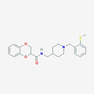 molecular formula C23H28N2O3S B2710193 N-((1-(2-(methylthio)benzyl)piperidin-4-yl)methyl)-2,3-dihydrobenzo[b][1,4]dioxine-2-carboxamide CAS No. 1234853-48-5