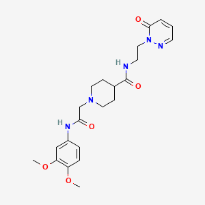 molecular formula C22H29N5O5 B2710195 1-(2-((3,4-dimethoxyphenyl)amino)-2-oxoethyl)-N-(2-(6-oxopyridazin-1(6H)-yl)ethyl)piperidine-4-carboxamide CAS No. 1207058-76-1