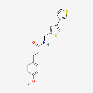 molecular formula C19H19NO2S2 B2710200 N-({[3,3'-bithiophene]-5-yl}methyl)-3-(4-methoxyphenyl)propanamide CAS No. 2415502-74-6
