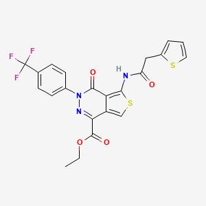 Ethyl 4-oxo-5-(2-(thiophen-2-yl)acetamido)-3-(4-(trifluoromethyl)phenyl)-3,4-dihydrothieno[3,4-d]pyridazine-1-carboxylate