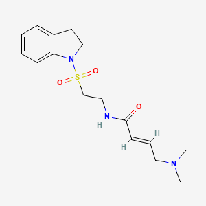 molecular formula C16H23N3O3S B2710211 (E)-N-[2-(2,3-Dihydroindol-1-ylsulfonyl)ethyl]-4-(dimethylamino)but-2-enamide CAS No. 2411332-85-7