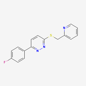 molecular formula C16H12FN3S B2710221 3-(4-氟苯基)-6-(吡啶-2-基甲基硫醇)吡啶并[1,4]嗪 CAS No. 872695-09-5