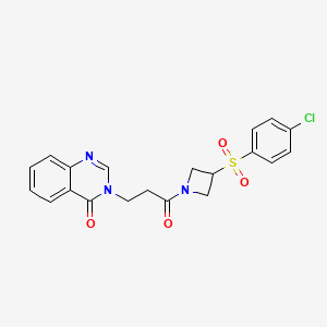molecular formula C20H18ClN3O4S B2710222 3-(3-(3-((4-氯苯基)磺酰)氮杂环丁烷-1-基)-3-氧代丙基)喹唑啉-4(3H)-酮 CAS No. 1448033-47-3