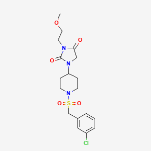 molecular formula C18H24ClN3O5S B2710234 1-(1-((3-Chlorobenzyl)sulfonyl)piperidin-4-yl)-3-(2-methoxyethyl)imidazolidine-2,4-dione CAS No. 2178773-06-1