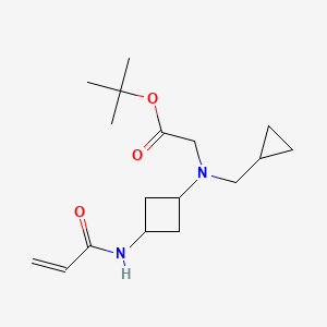 molecular formula C17H28N2O3 B2710235 Tert-butyl 2-[(cyclopropylmethyl)[3-(prop-2-enamido)cyclobutyl]amino]acetate CAS No. 2094591-76-9
