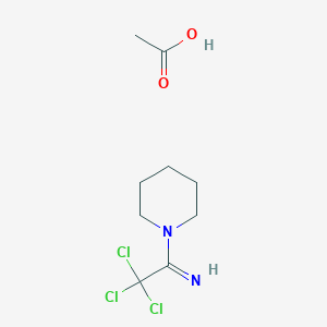 molecular formula C9H15Cl3N2O2 B2710242 2,2,2-Trichloro-1-(piperidin-1-yl)ethanimine acetate CAS No. 303748-12-1