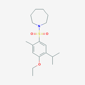 molecular formula C18H29NO3S B2710243 1-((4-Ethoxy-5-isopropyl-2-methylphenyl)sulfonyl)azepane CAS No. 898654-55-2
