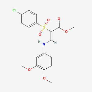 molecular formula C18H18ClNO6S B2710249 methyl (2Z)-2-[(4-chlorophenyl)sulfonyl]-3-[(3,4-dimethoxyphenyl)amino]acrylate CAS No. 1327196-19-9