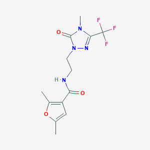 molecular formula C13H15F3N4O3 B2710252 2,5-二甲基-N-(2-(4-甲基-5-氧代-3-(三氟甲基)-4,5-二氢-1H-1,2,4-三唑-1-基)乙基)呋喃-3-甲酰胺 CAS No. 1421457-97-7