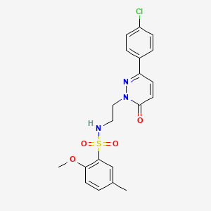 molecular formula C20H20ClN3O4S B2710257 N-(2-(3-(4-chlorophenyl)-6-oxopyridazin-1(6H)-yl)ethyl)-2-methoxy-5-methylbenzenesulfonamide CAS No. 921832-59-9