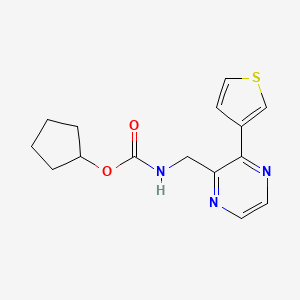 molecular formula C15H17N3O2S B2710265 Cyclopentyl ((3-(thiophen-3-yl)pyrazin-2-yl)methyl)carbamate CAS No. 2326371-24-6