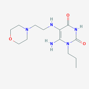 molecular formula C13H23N5O3 B2710272 6-Amino-5-{[2-(morpholin-4-yl)ethyl]amino}-1-propyl-1,2,3,4-tetrahydropyrimidine-2,4-dione CAS No. 730976-53-1