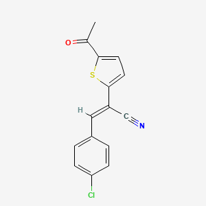 molecular formula C15H10ClNOS B2710275 (2E)-2-(5-乙酰硫代呋喃-2-基)-3-(4-氯苯基)丙-2-烯腈 CAS No. 338795-10-1