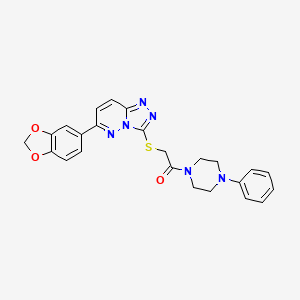 molecular formula C24H22N6O3S B2710276 2-((6-(苯并[d][1,3]二氧杂环-5-基)-[1,2,4]三唑并[4,3-b]吡啶-3-基)硫)-1-(4-苯基哌嗪-1-基)乙酮 CAS No. 894065-24-8